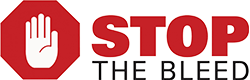 Stop the Bleed logo: A hand over a stop sign